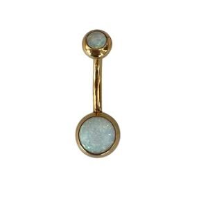 Double Opal Belly Button Ring - Implant Grade Titanium Internally Threaded